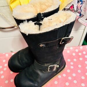 Ugg Black Shearling-Lined Boots with Buckles size 13